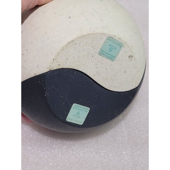 Partylite Yin Yang Stone Puzzle Tealight Holder Retired Black White - Picture 4 of 8